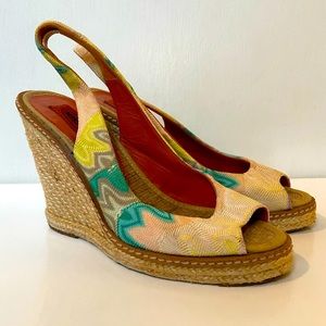 Missoni wedges, size 36, lightly worn, summer colors